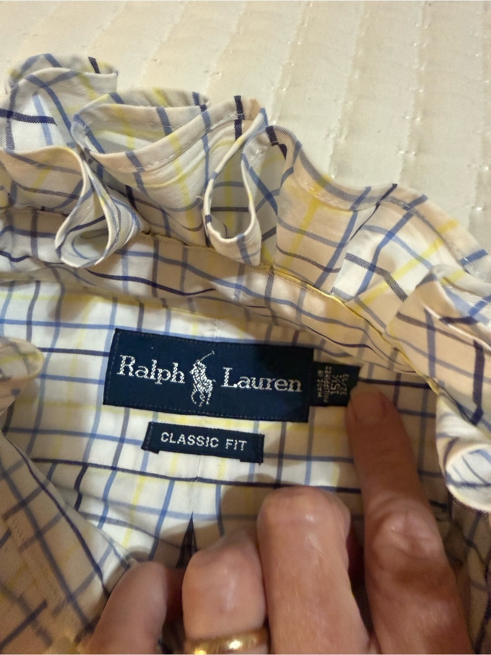 Upcycled Classic Ralph Lauren Blue and Yellow Plaid Button-Down Shirt L/XL - Picture 10 of 10